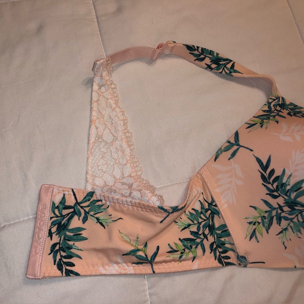 Plunge bra, Floral Peach and Green Bra, Cacique size 42 DD, new without tag - Picture 7 of 9